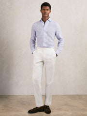 Men Slim Fit Lyocell Linen Suit Trousers in White