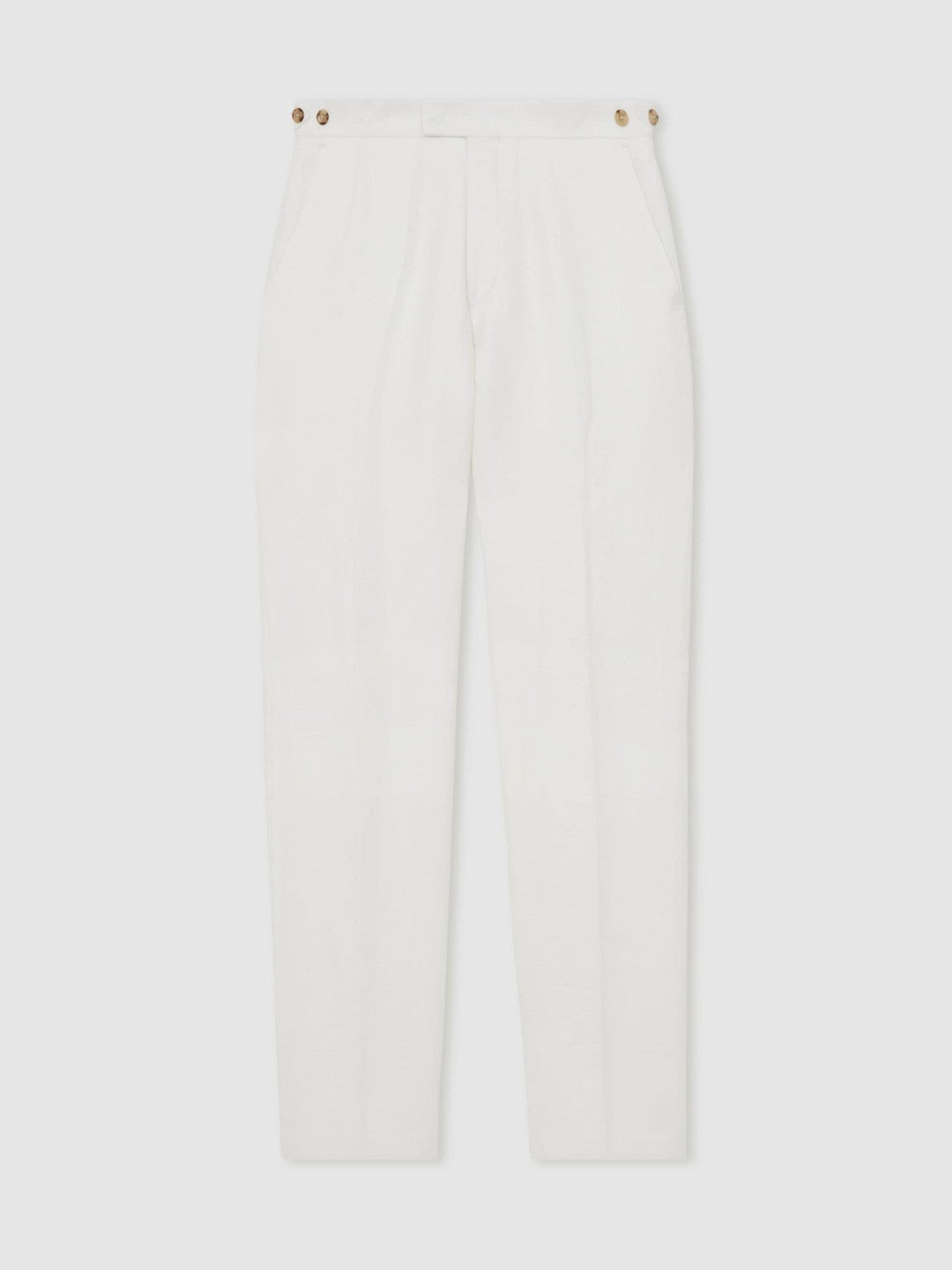 Men Slim Fit Lyocell Linen Suit Trousers in White