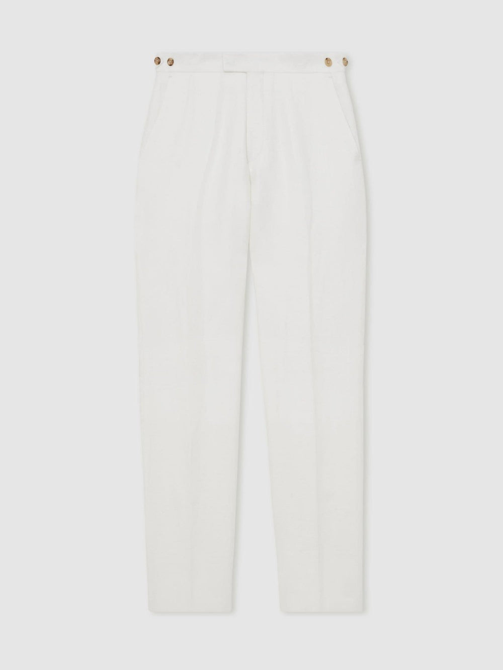 Men Slim Fit Lyocell Linen Suit Trousers in White