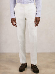 Men Slim Fit Lyocell Linen Suit Trousers in White