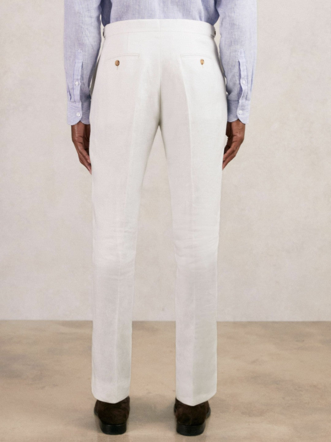 Men Slim Fit Lyocell Linen Suit Trousers in White