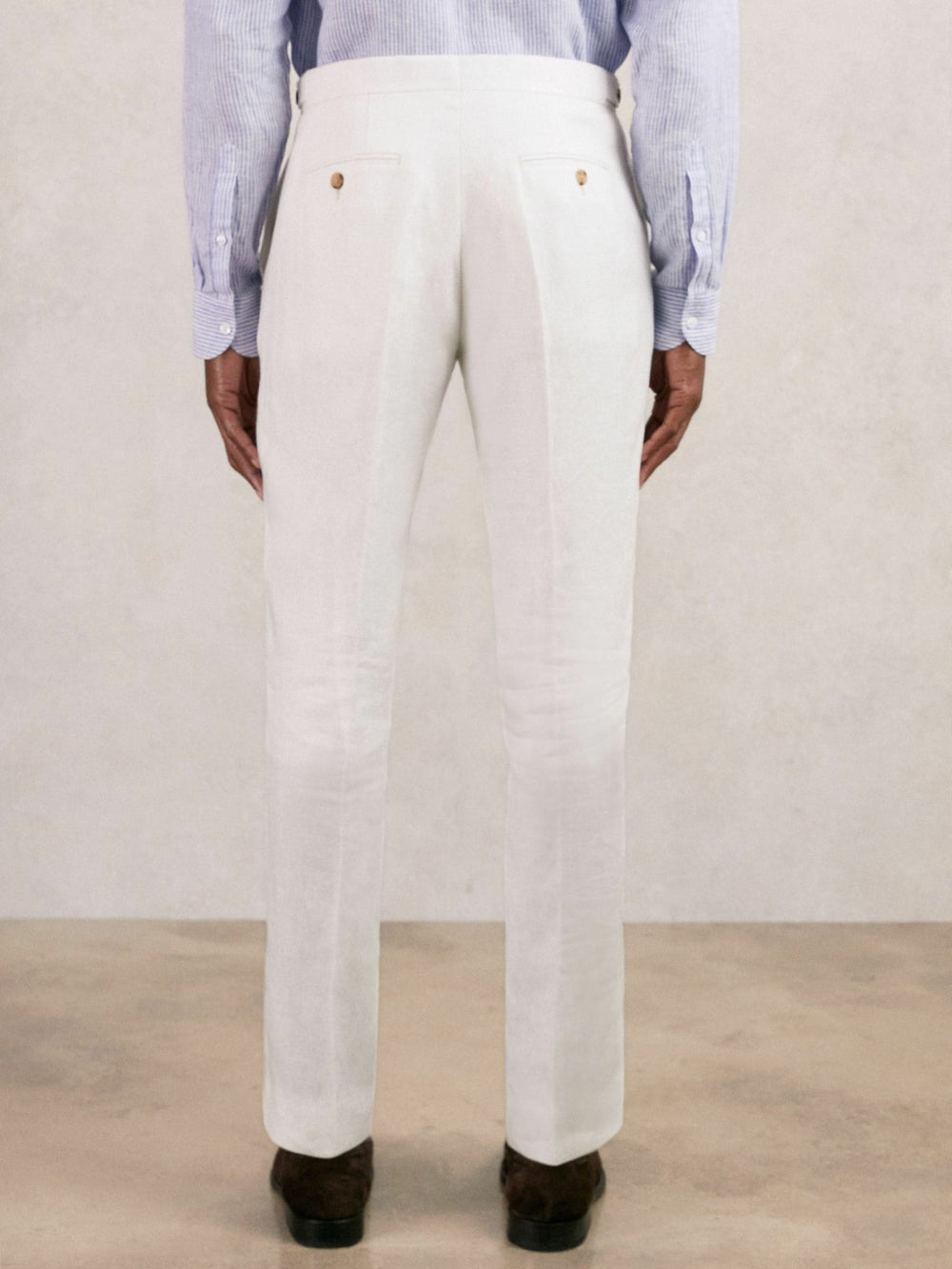 Men Slim Fit Lyocell Linen Suit Trousers in White