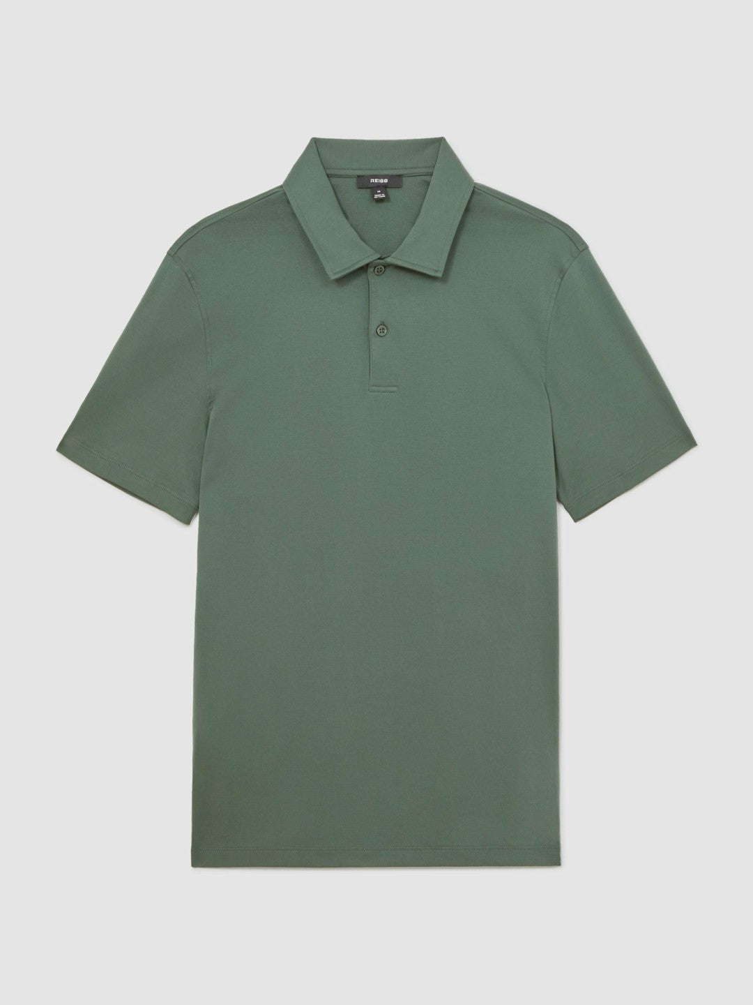 Men Cotton Short-Sleeve Polo Shirt in Kale Green