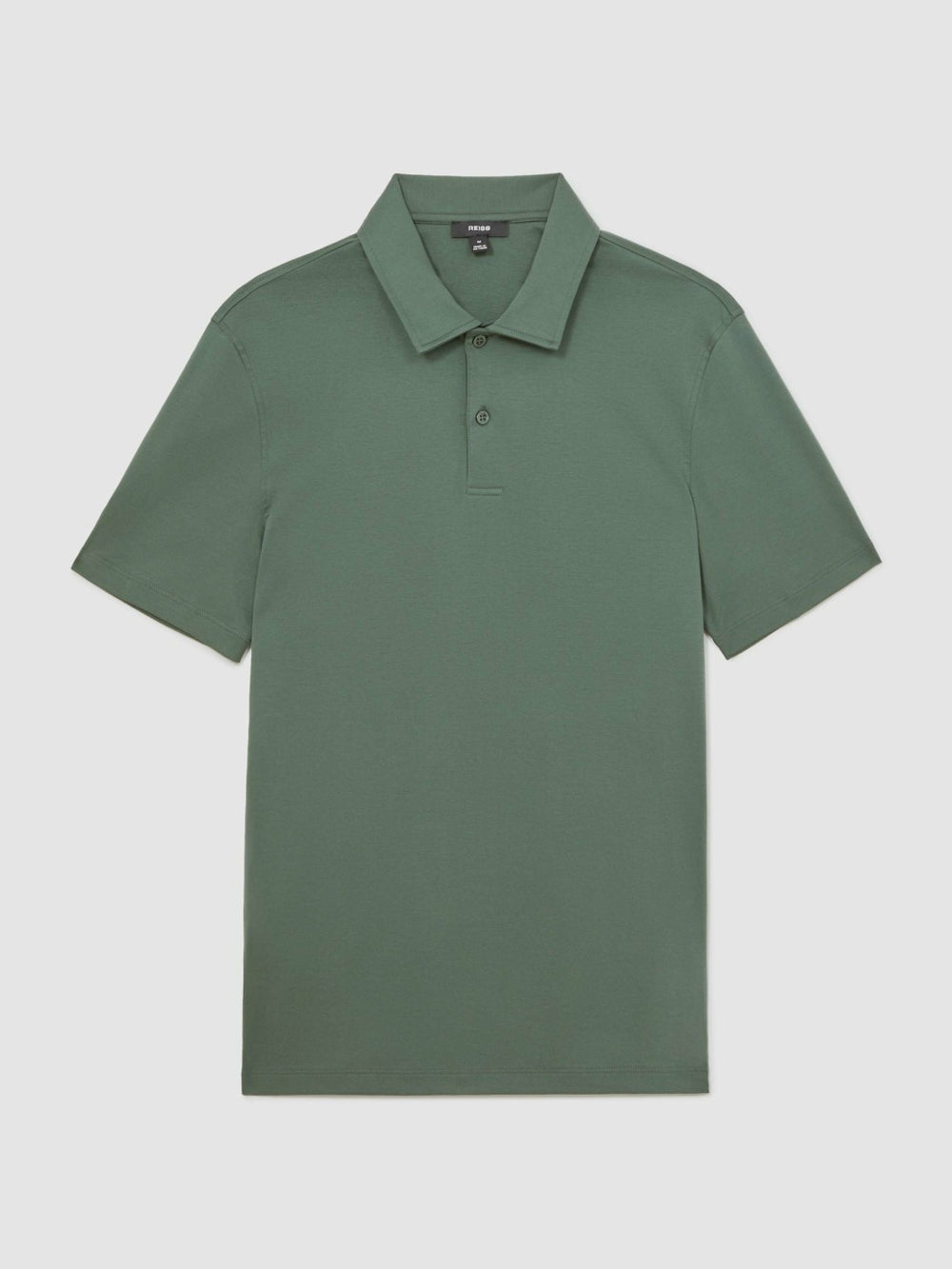 Men Cotton Short-Sleeve Polo Shirt in Kale Green