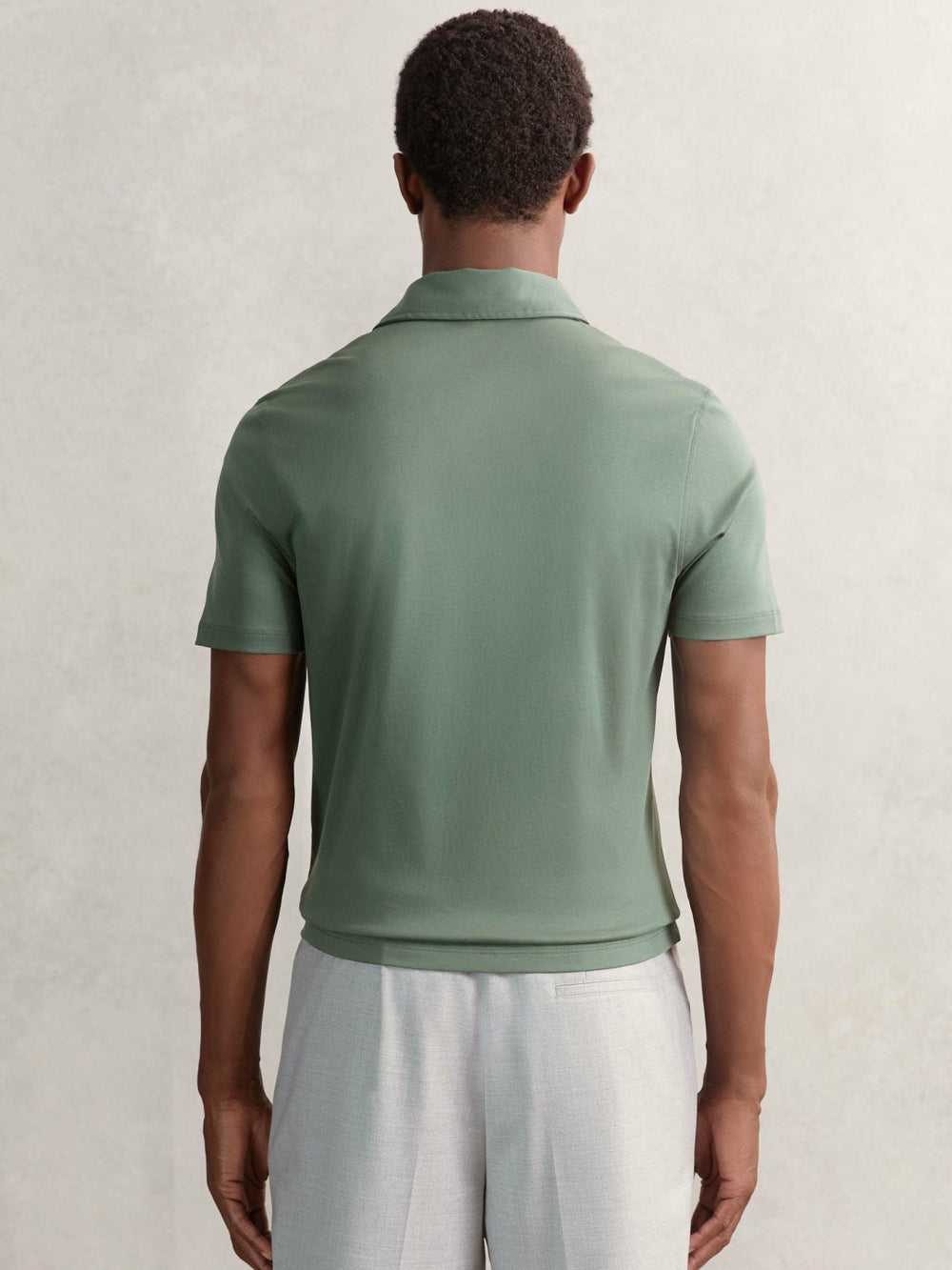 Men Cotton Short-Sleeve Polo Shirt in Kale Green