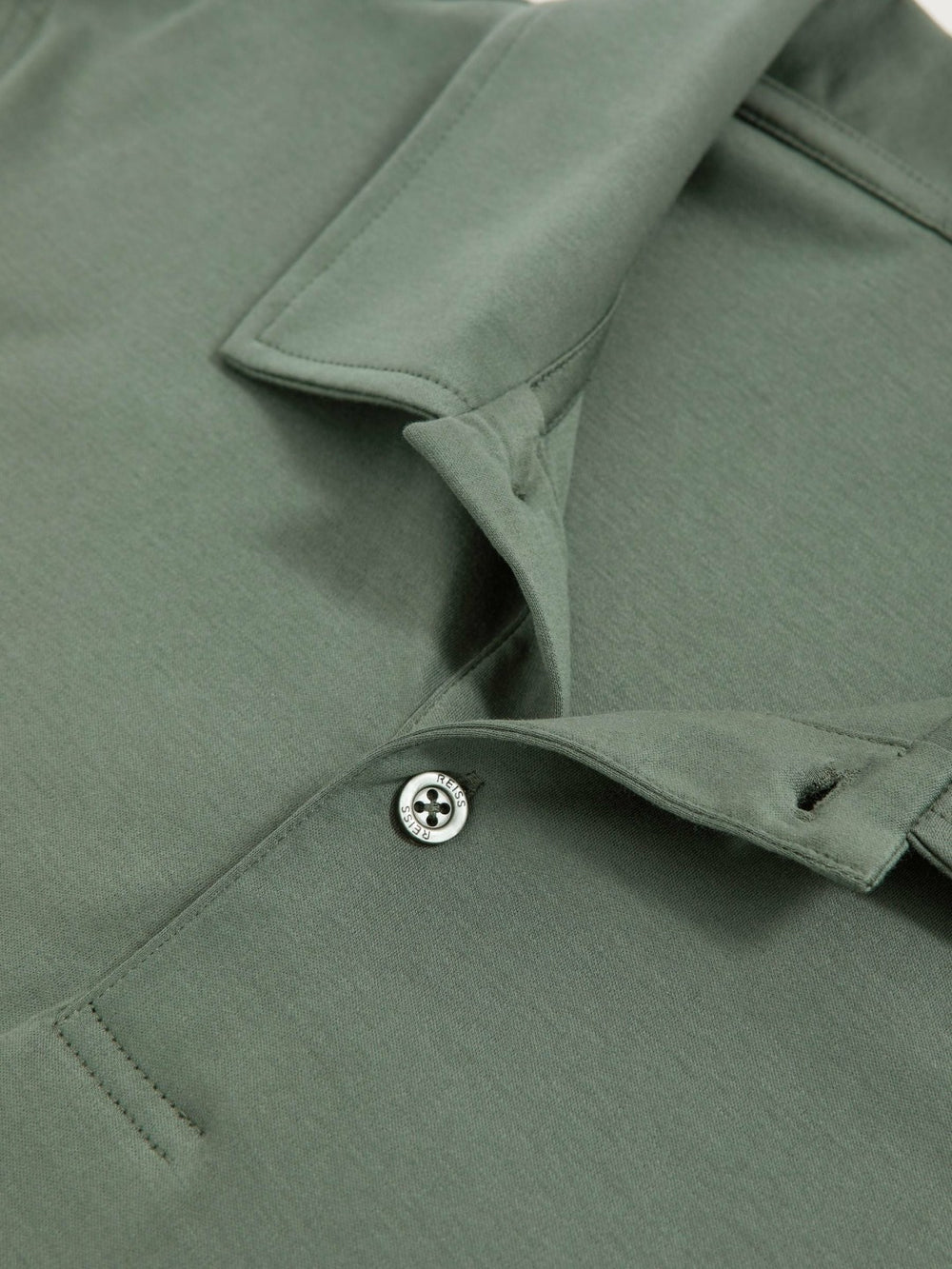 Men Cotton Short-Sleeve Polo Shirt in Kale Green