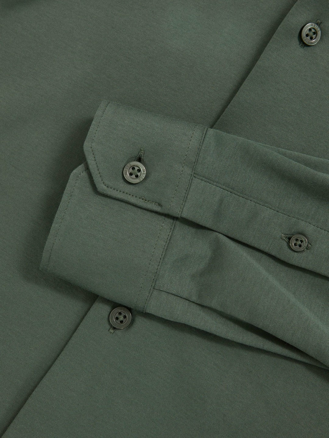 Men Cotton-Jersey Button-Through Shirt in Kale Green