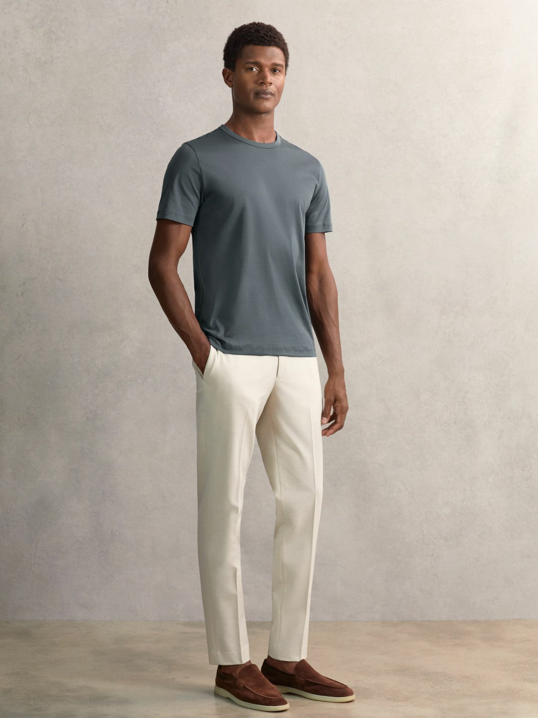 Men Airwater-Cotton Crew-Neck T-Shirt in Airforce Blue