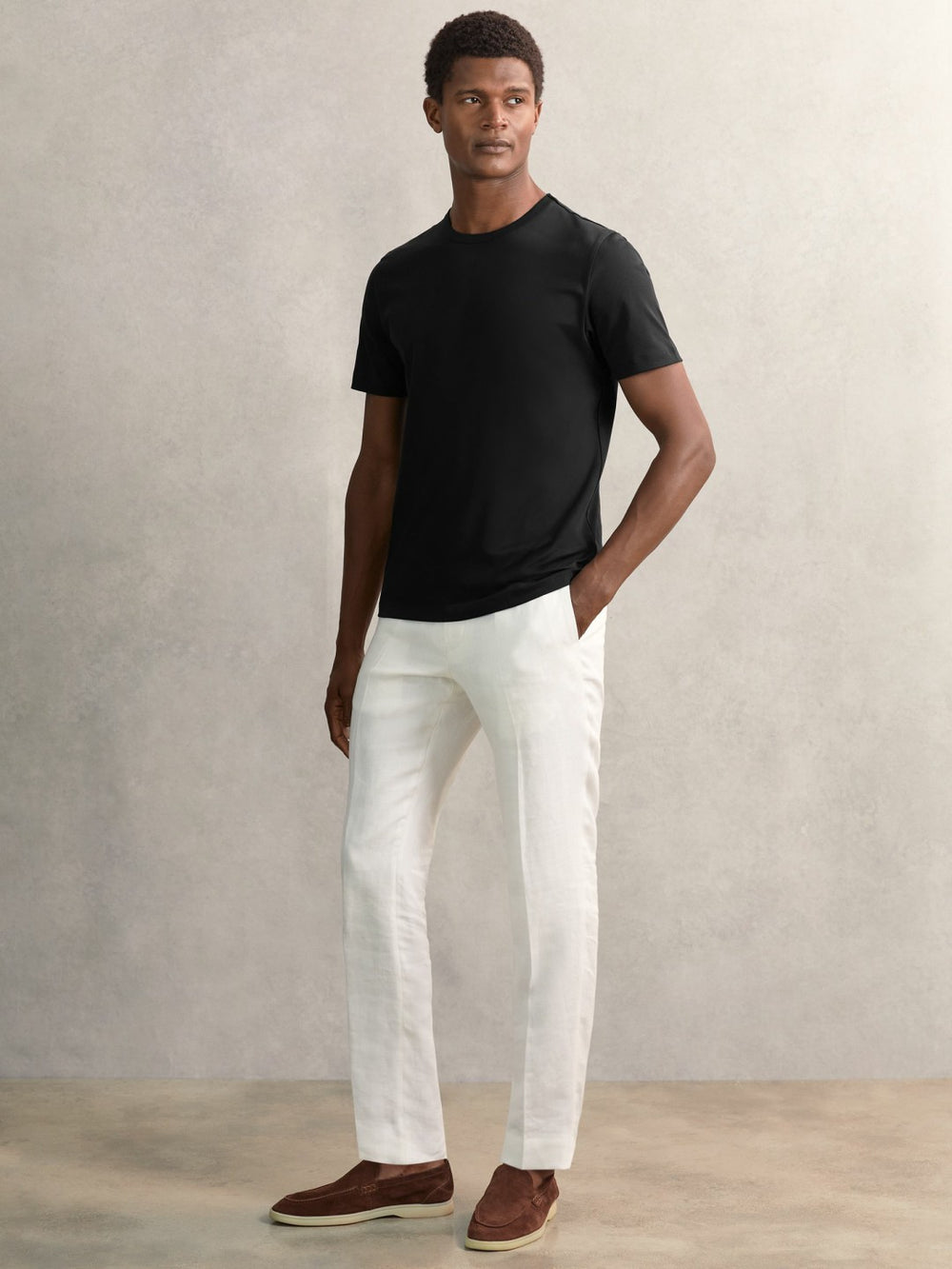 Men Airwater-Cotton Crew-Neck T-Shirt in Black