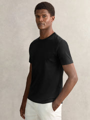 Men Airwater-Cotton Crew-Neck T-Shirt in Black