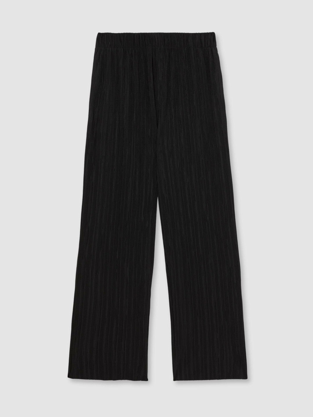 Men Plissé Wide Leg Trousers in Black