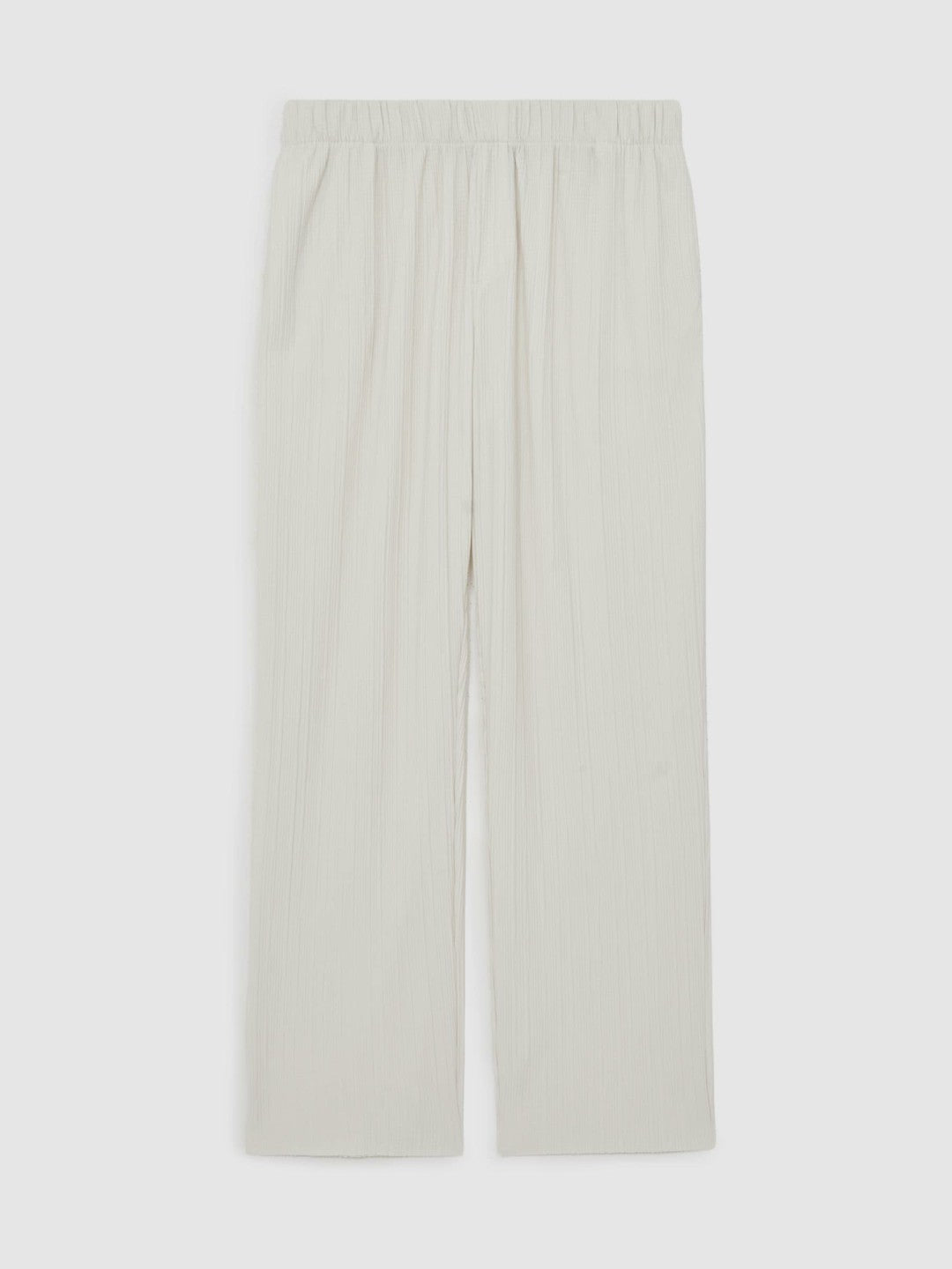 Men Plissé Wide Leg Trousers in Off White
