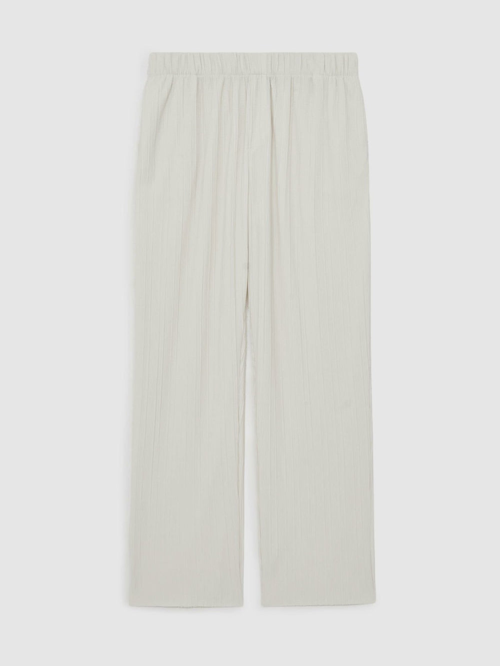 Men Plissé Wide Leg Trousers in Off White