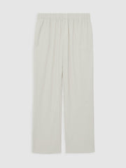 Men Plissé Wide Leg Trousers in Off White