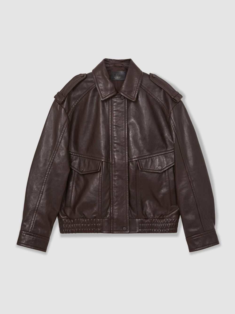 Women Oversized Leather Jacket in Aubergine