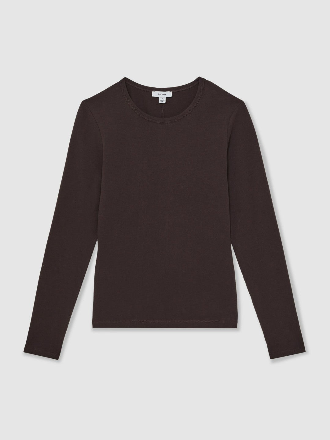 Women Cotton Crew-Neck Long-Sleeve T-Shirt With Stretch in Plum Purple