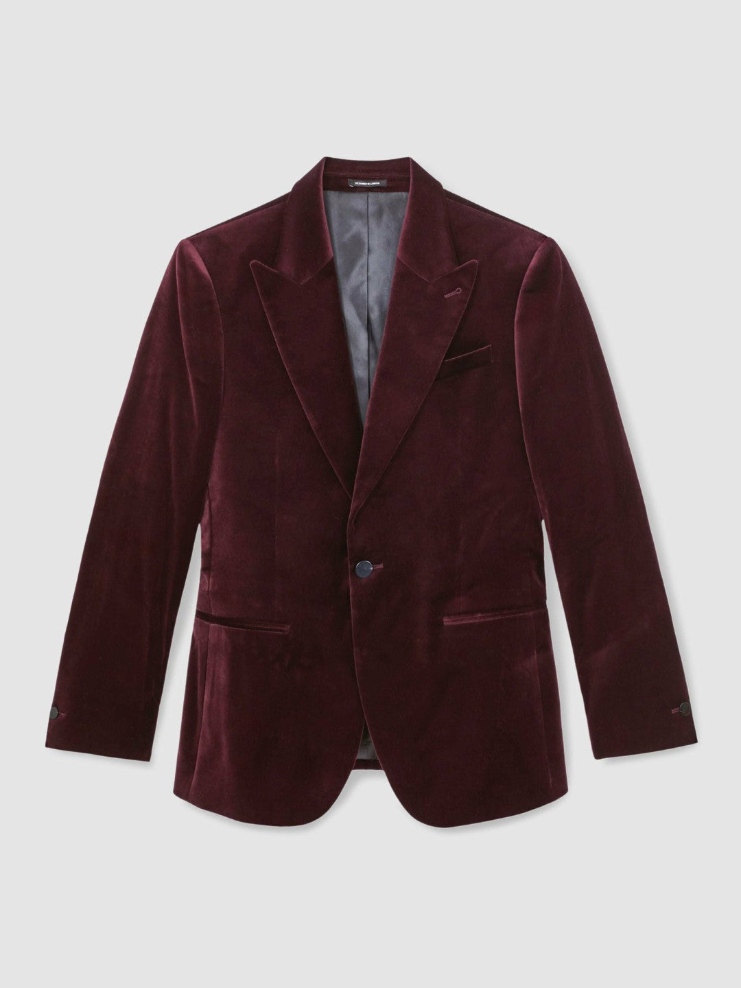 Men Single-Breasted Velvet Blazer Regular-Fit in Bordeaux