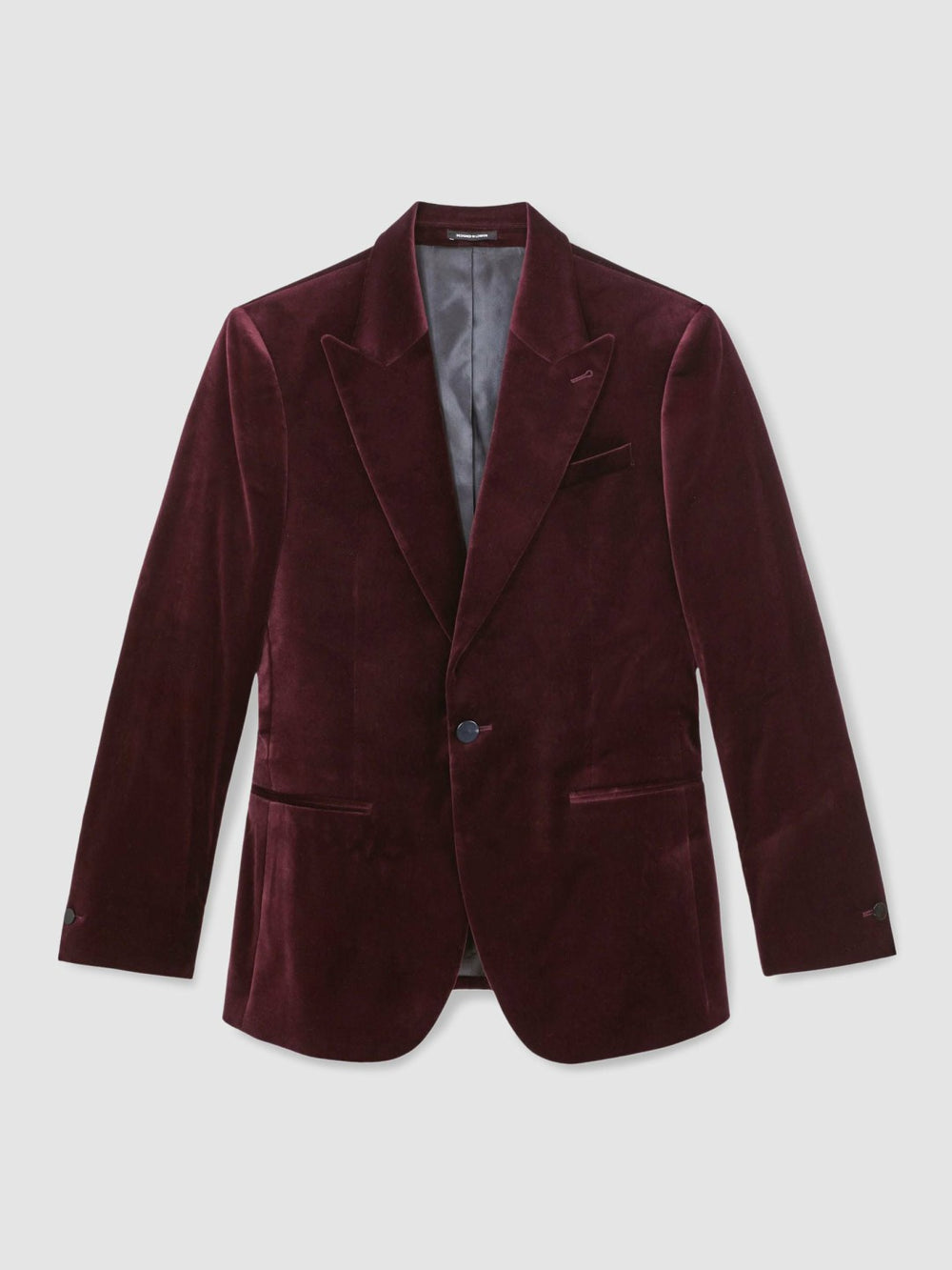 Men Single-Breasted Velvet Blazer Regular-Fit in Bordeaux