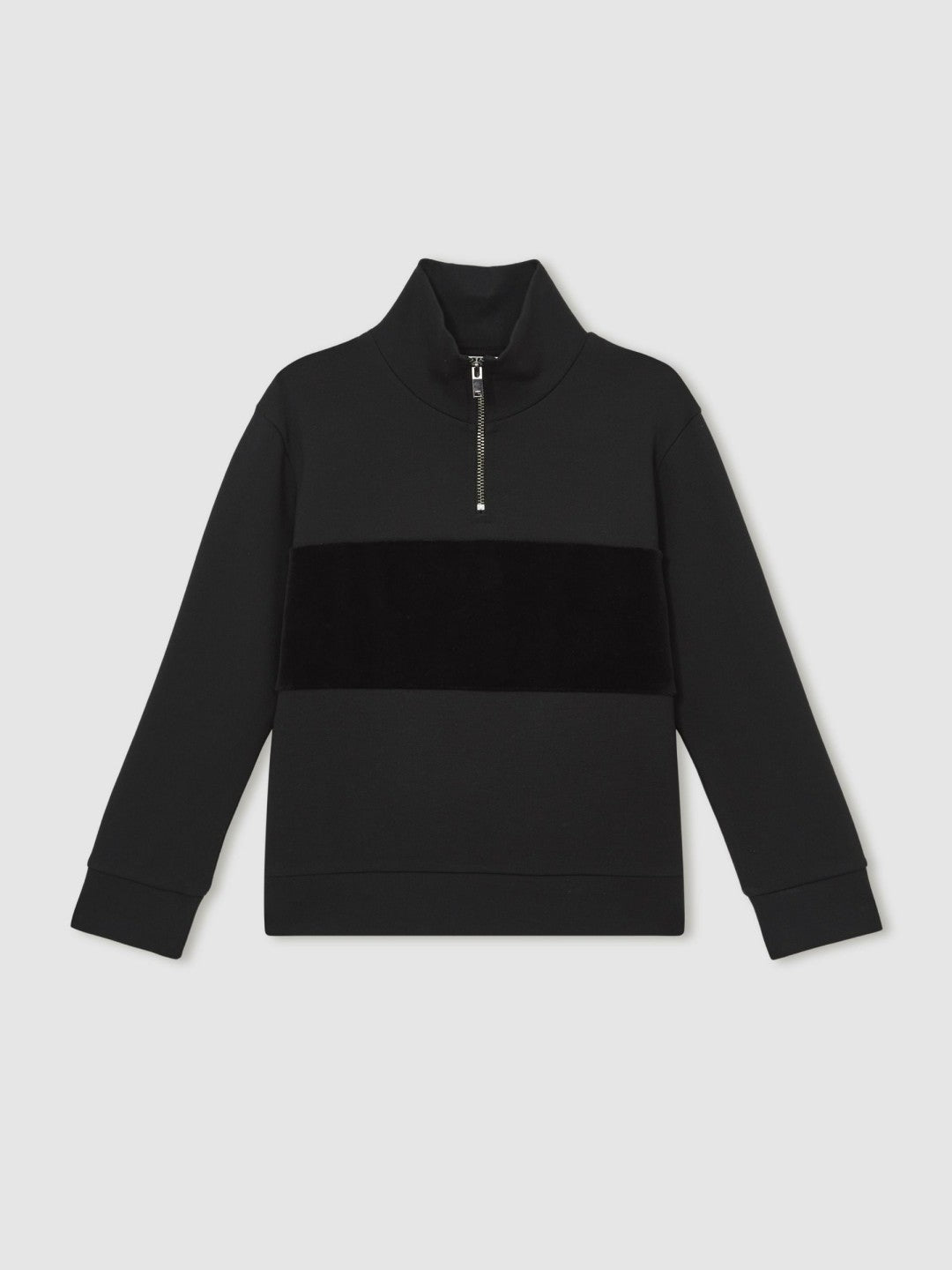 Children & Baby 9-13 yrs Interlock Velour-Panel Zip Sweatshirt in Black