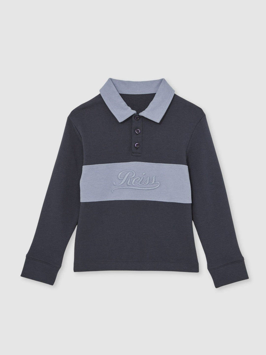Children & Baby 13-14 yrs Cotton Logo-Embroidery Rugby Polo Shirt in Airforce Blue/Navy Blue