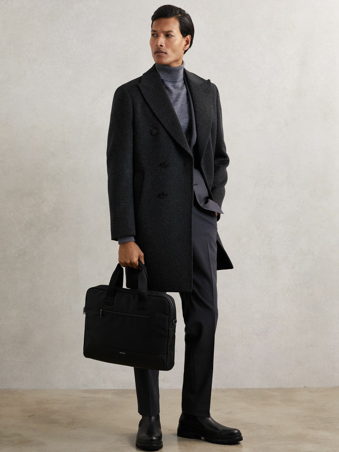 Men Woven Briefcase in Black