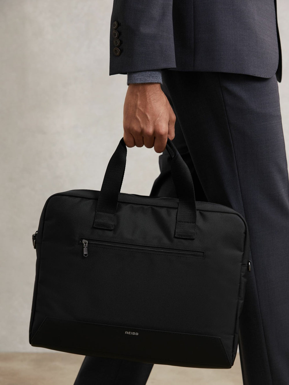 Men Woven Briefcase in Black