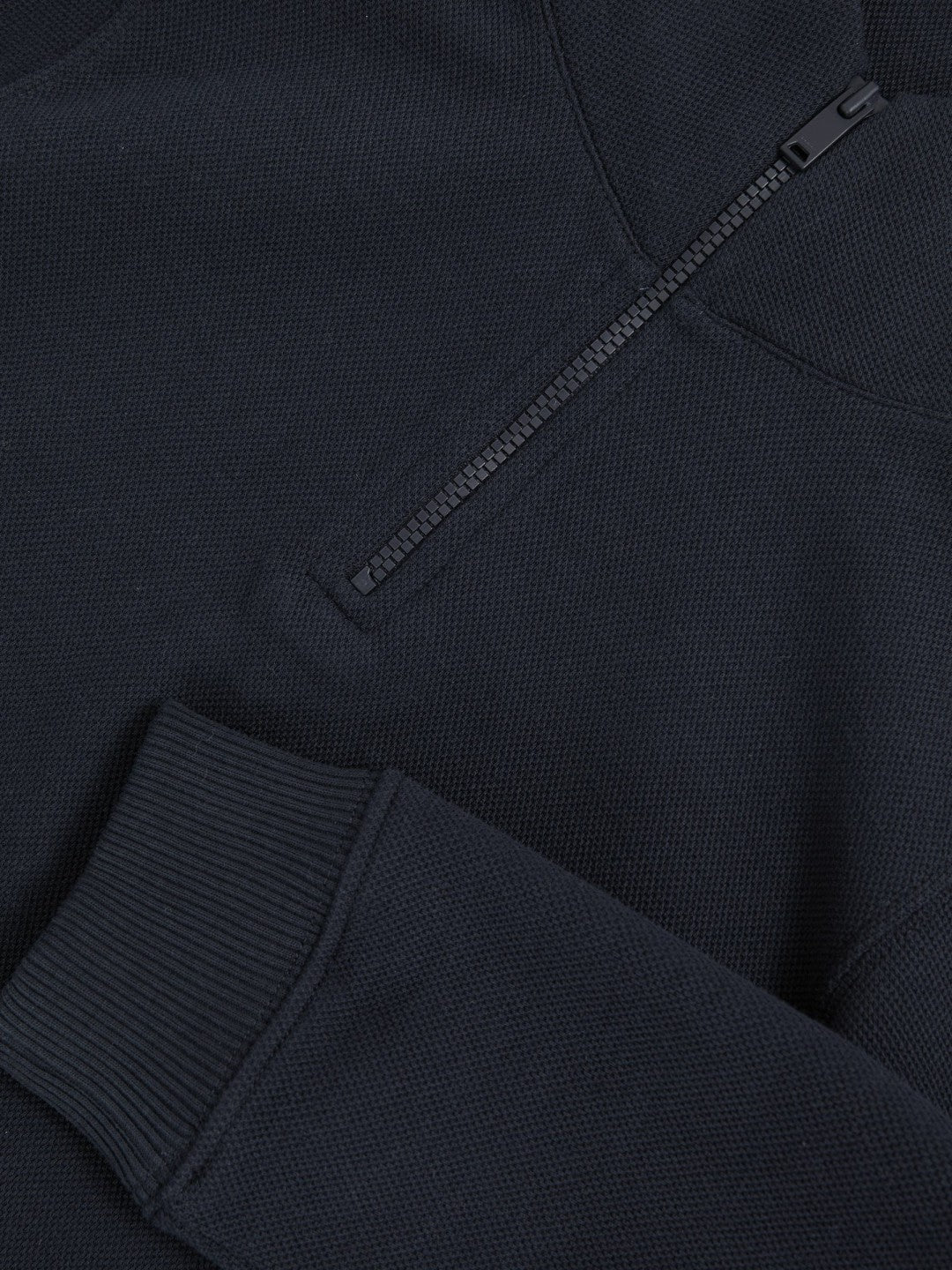 Children & Baby 9-13 yrs Textured Half-Zip Sweatshirt with Cotton in Navy