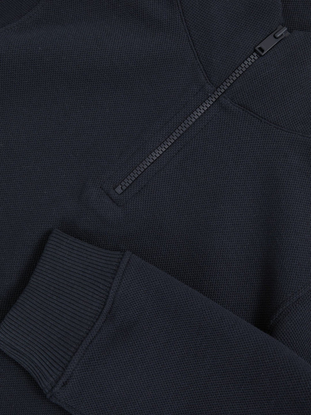 Children & Baby 9-13 yrs Textured Half-Zip Sweatshirt with Cotton in Navy