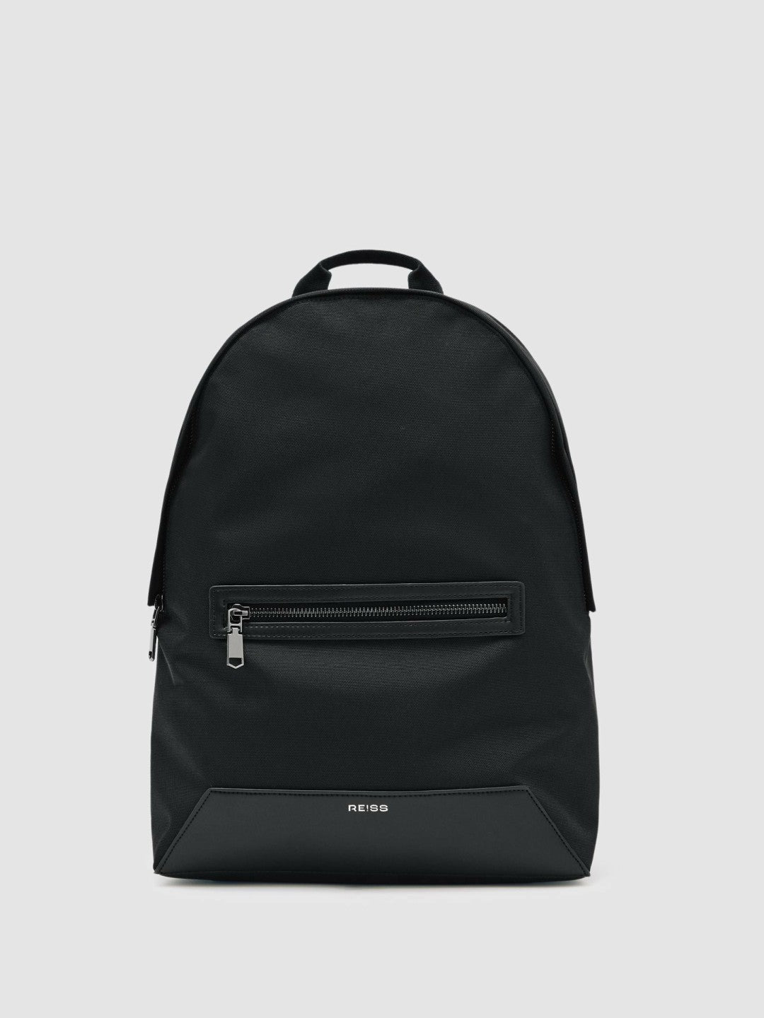 Men Woven Zipped Backpack in Black