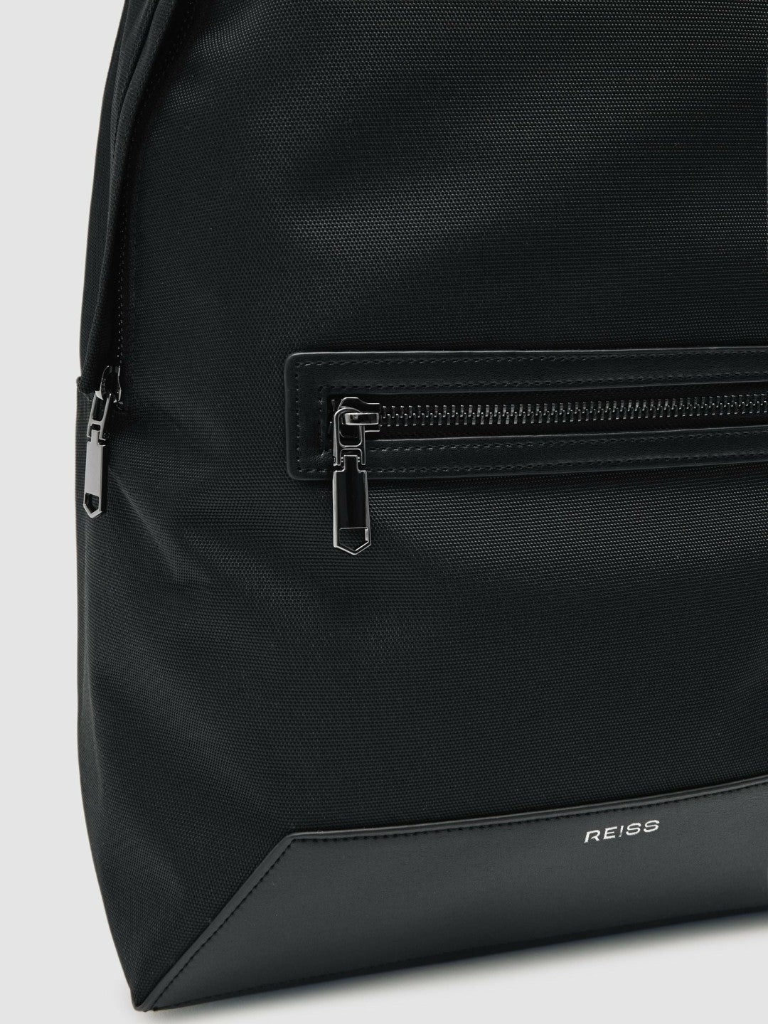 Men Woven Zipped Backpack in Black