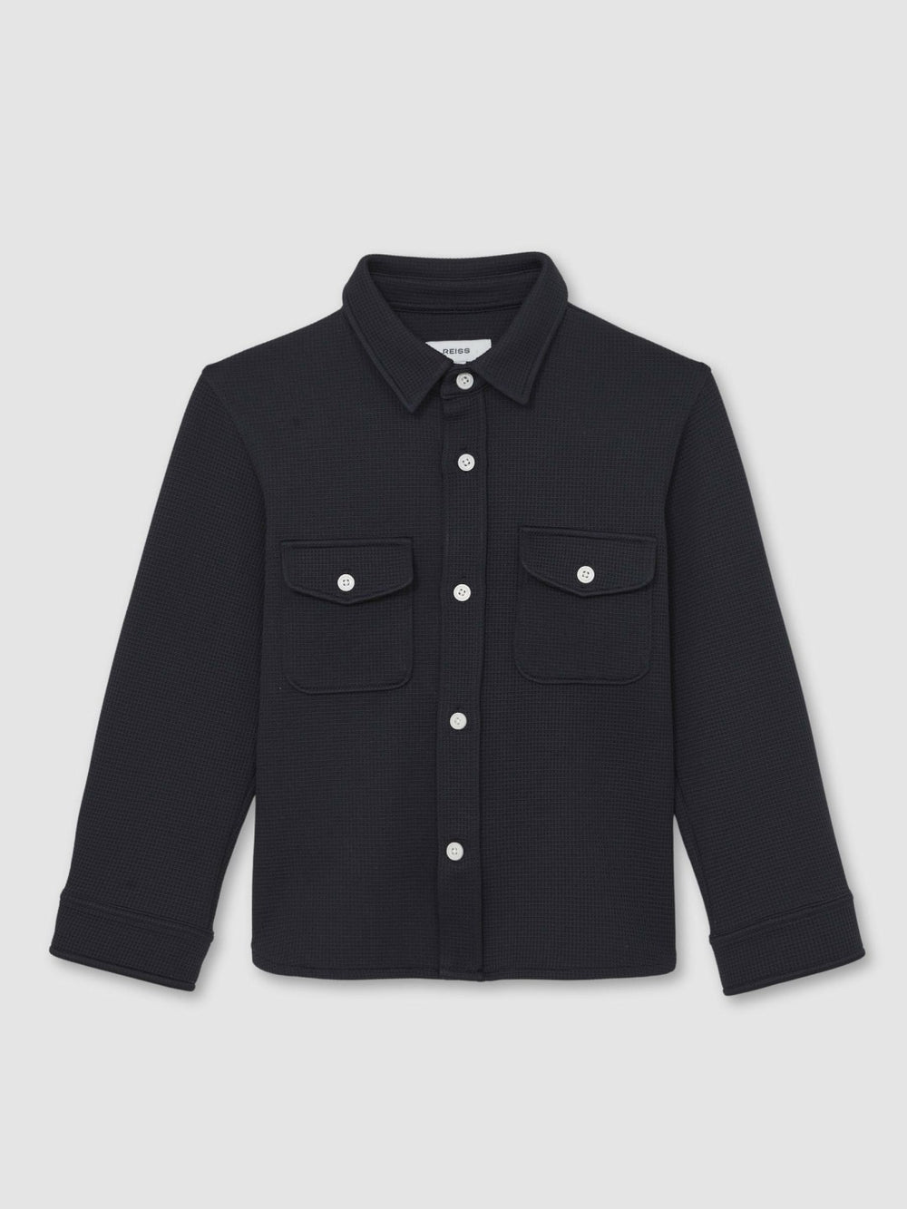 Children & Baby 3-9 yrs Waffle-Textured Twin-Pocket Overshirt in Navy
