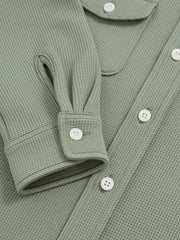 Children & Baby 9-13 yrs Waffle-Textured Twin-Pocket Overshirt in Sage