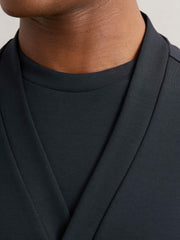Men V-Neck Interlock Jersey Cardigan in Navy