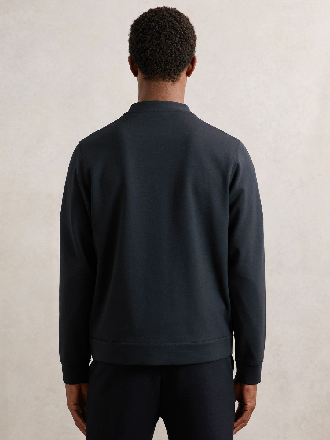 Men V-Neck Interlock Jersey Cardigan in Navy