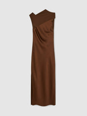Women Petite Back Detail Midi Dress in Bronze