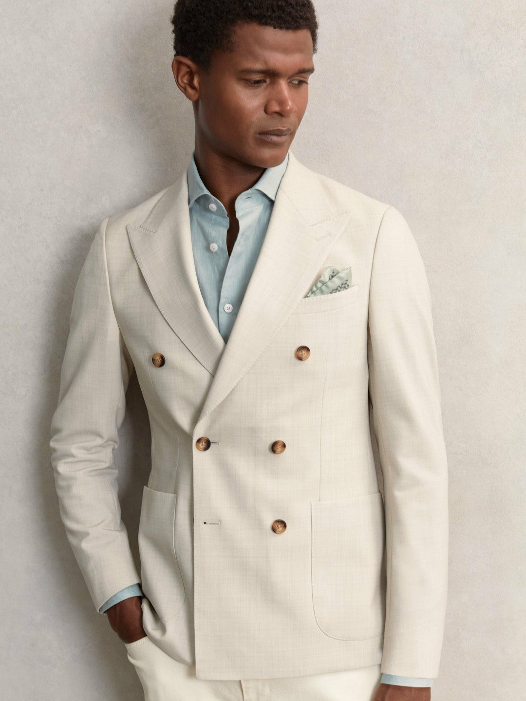 Men Geo Chain Detail Pocket Square in Sage