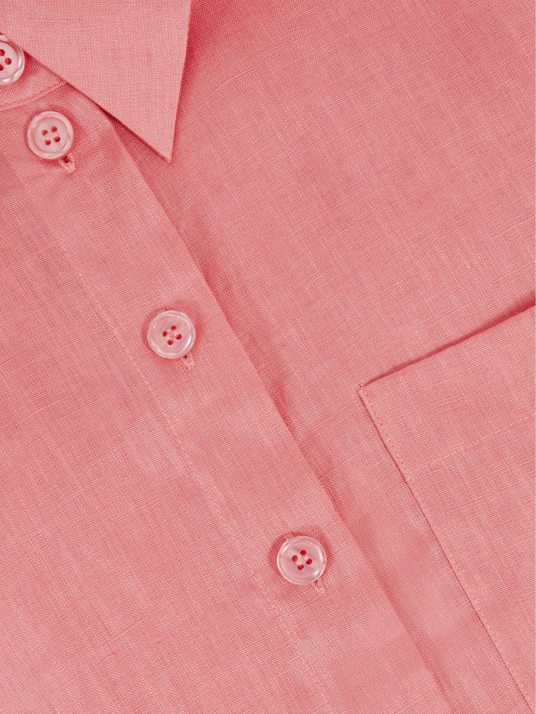 Women Oversize Linen Cropped Shirt in Pink