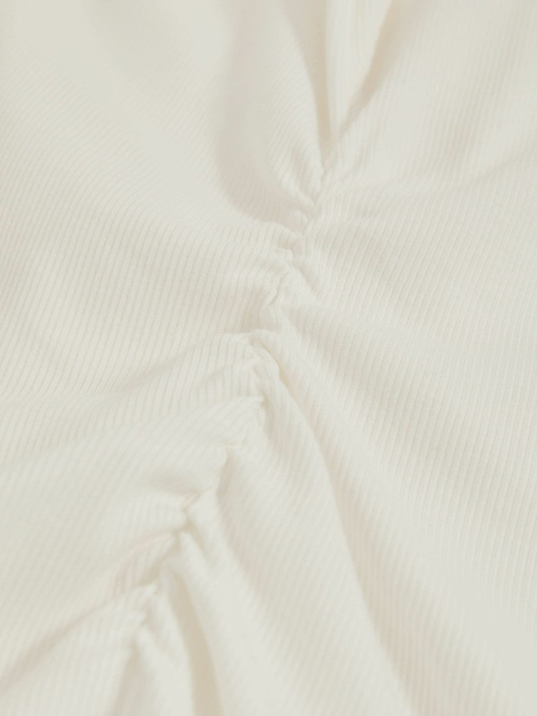 Women Stretch-Cotton Ruched Ribbed T-Shirt in White