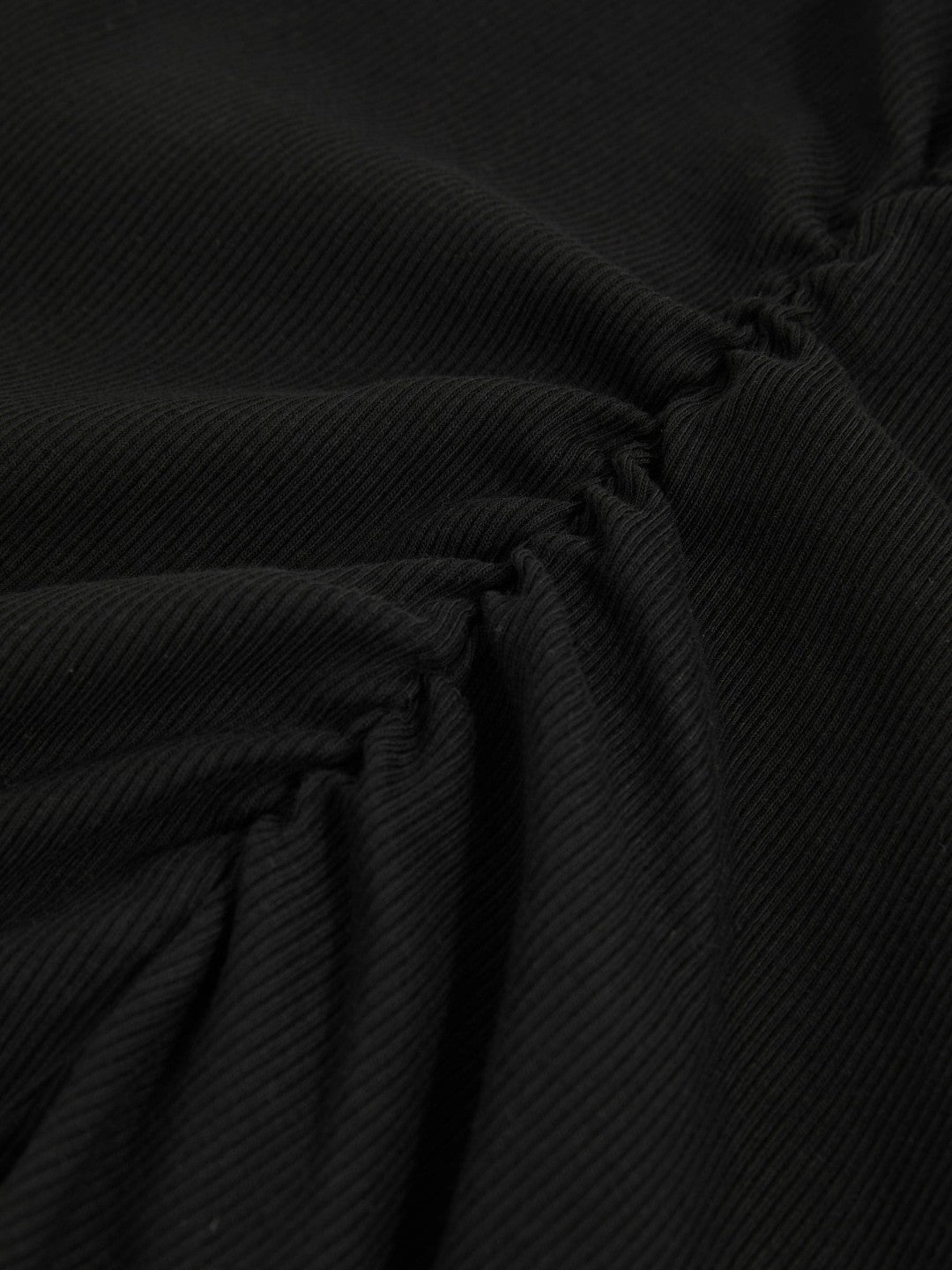 Women Stretch-Cotton Ruched Ribbed T-Shirt in Black