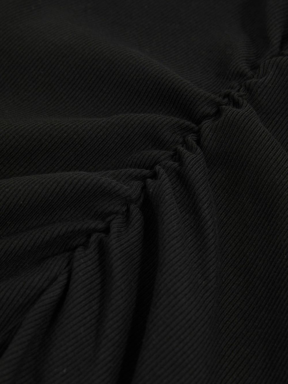 Women Stretch-Cotton Ruched Ribbed T-Shirt in Black