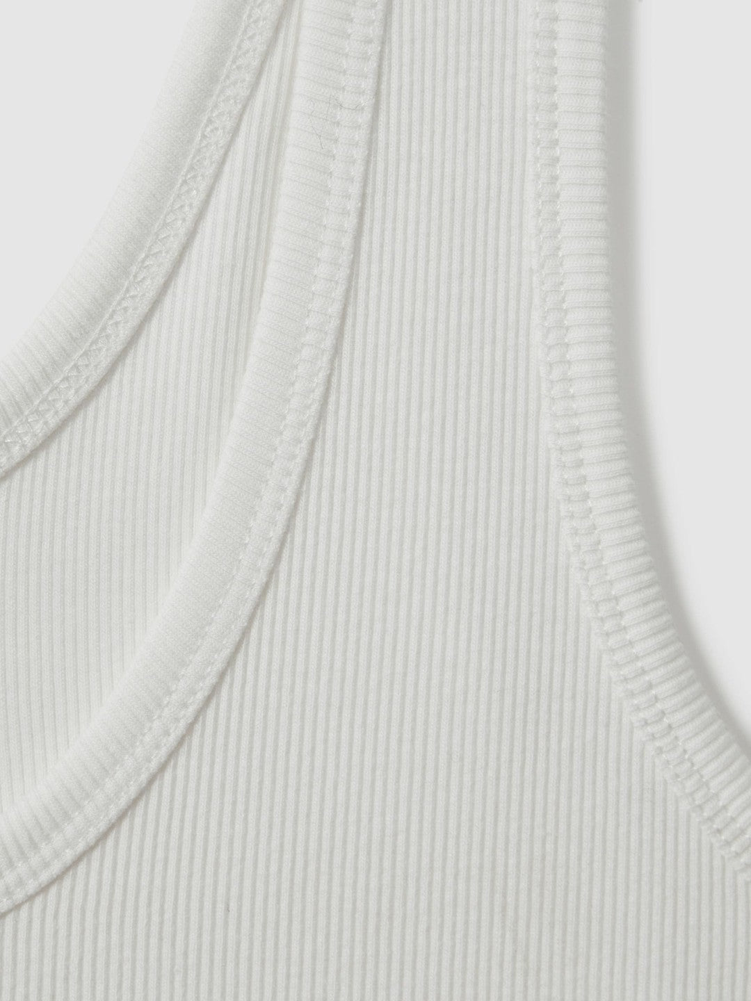 Women Stretch-Cotton Ribbed Vest in White