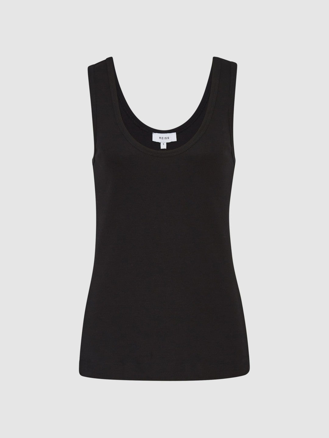 Women Stretch-Cotton Ribbed Vest in Black