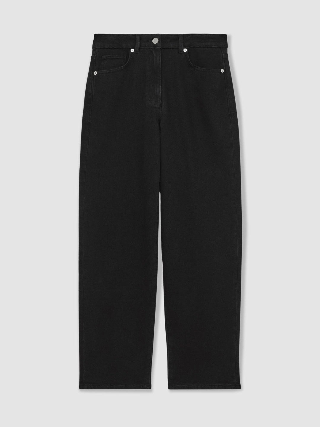 Women Petite Mid Rise Straight Leg Jeans in Black
