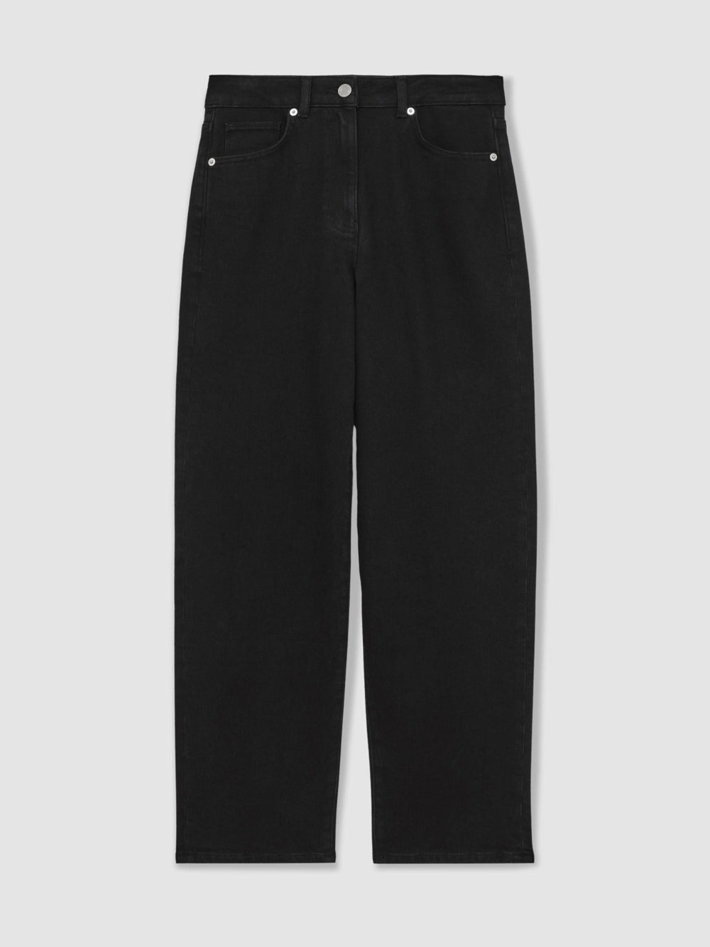 Women Petite Mid Rise Straight Leg Jeans in Black