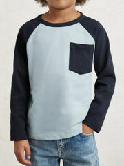 Children & Baby 3-9 yrs Cotton Colour-Block Long-Sleeve T-Shirt in Navy Blue