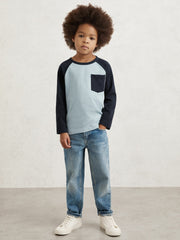 Children & Baby 3-9 yrs Cotton Colour-Block Long-Sleeve T-Shirt in Navy Blue