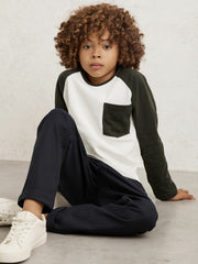 Children & Baby 13-14 yrs Cotton Colour-Block Long-Sleeve T-Shirt in Green