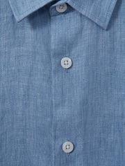 Children & Baby 3-9 yrs Short Sleeve Linen Shirt in Sky Blue