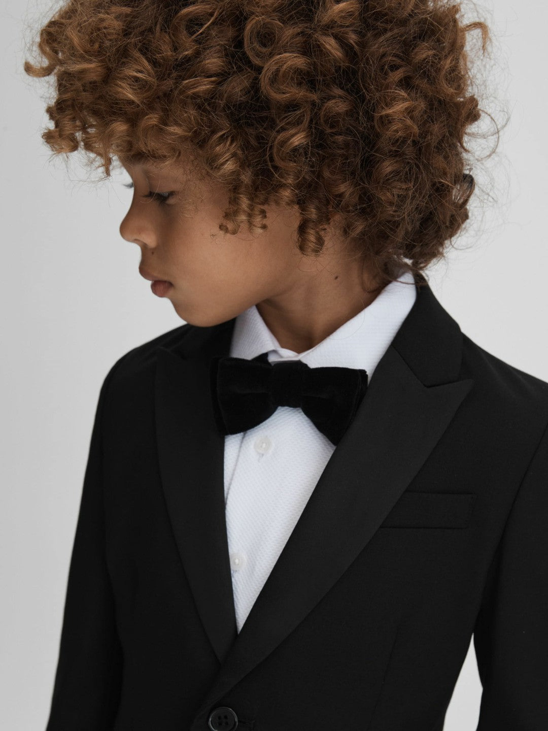 Children & Baby 3-9 yrs Tuxedo Satin Single Breasted Blazer in Black