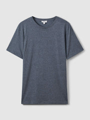 Men Cotton Crew Neck T-Shirt in Airforce Blue Melange